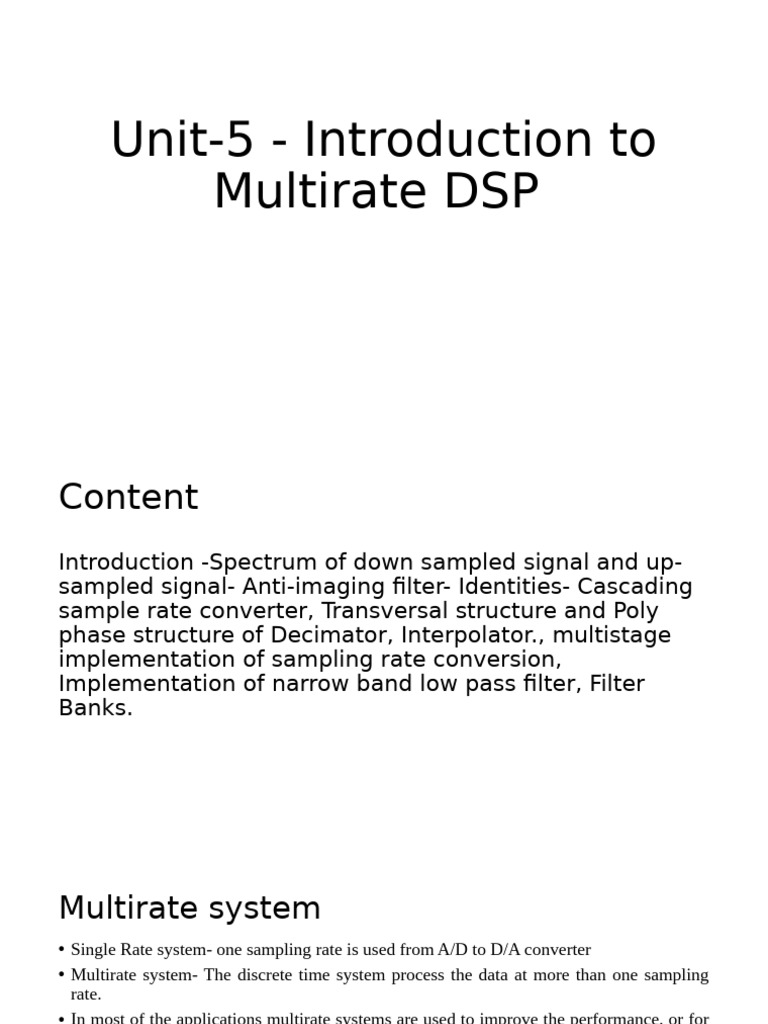 Multirate DSP: Decimation and Interpolation | PDF | Sampling (Signal ...