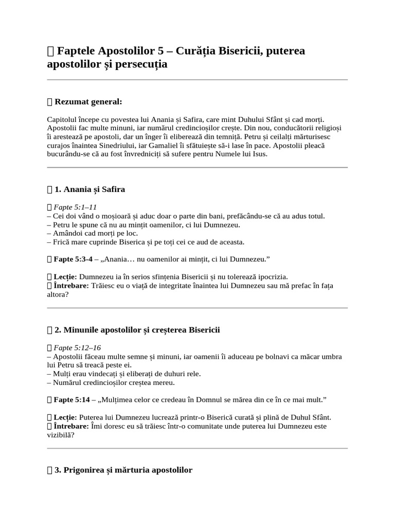 ? Faptele Apostolilor 5 | PDF