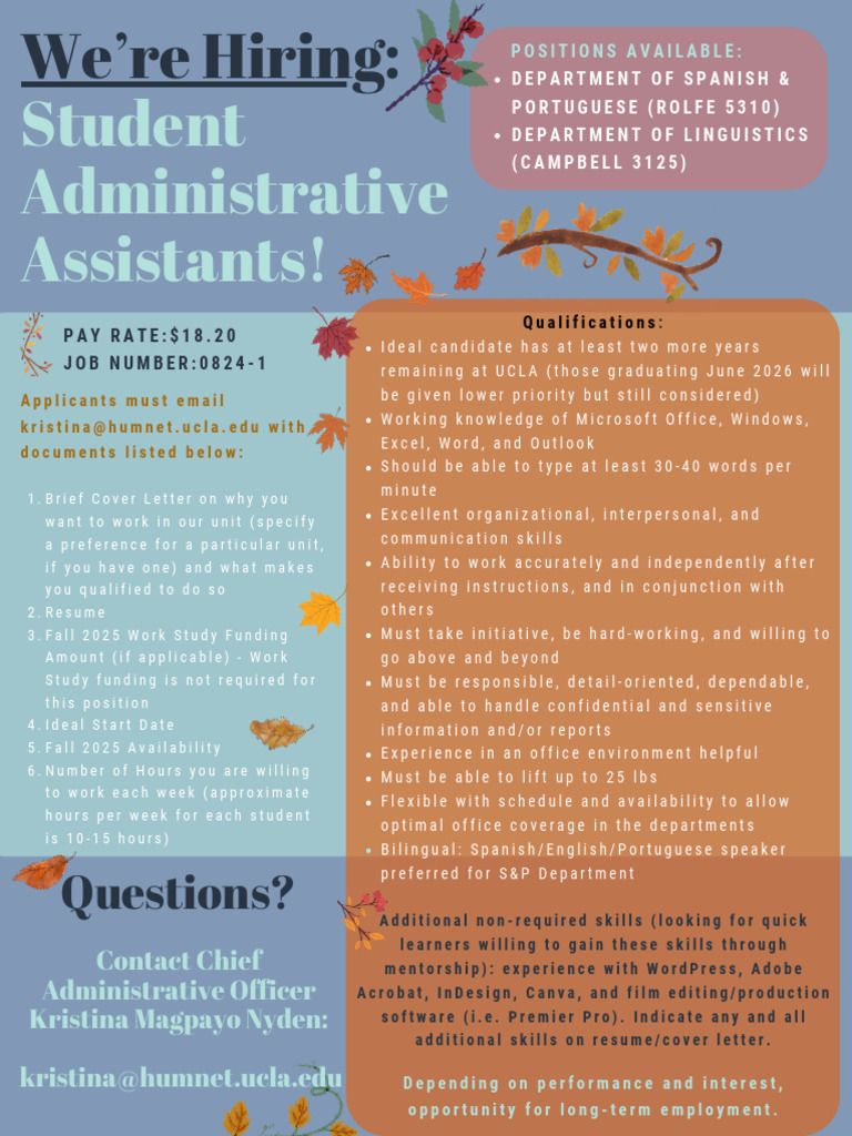 UCLA Student Administrative Assistant Jobs | PDF