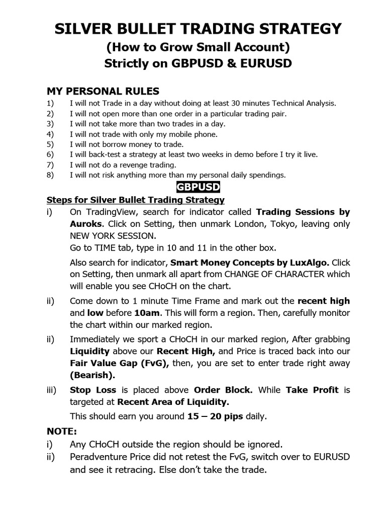 Silver Bullet Trading Strategy Guide | PDF | Investing | Money