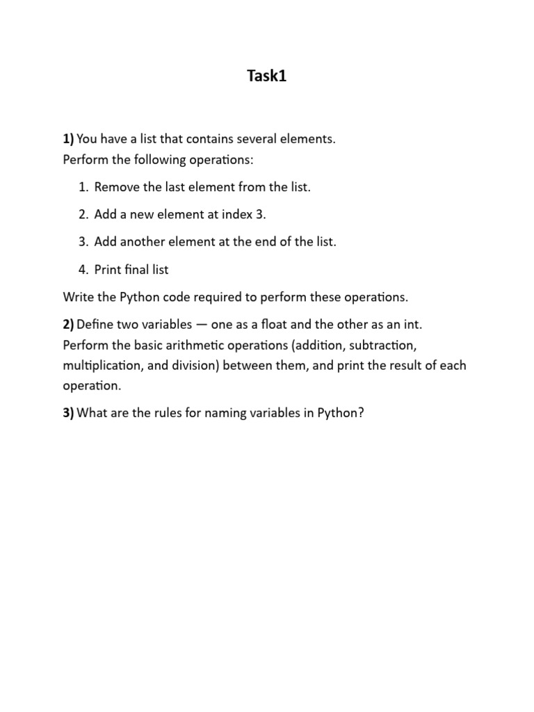 Python List and Variable Operations Guide | PDF