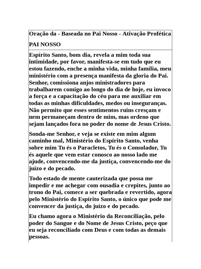 Oração Profética Baseada no Pai Nosso | PDF | Céu | Deus
