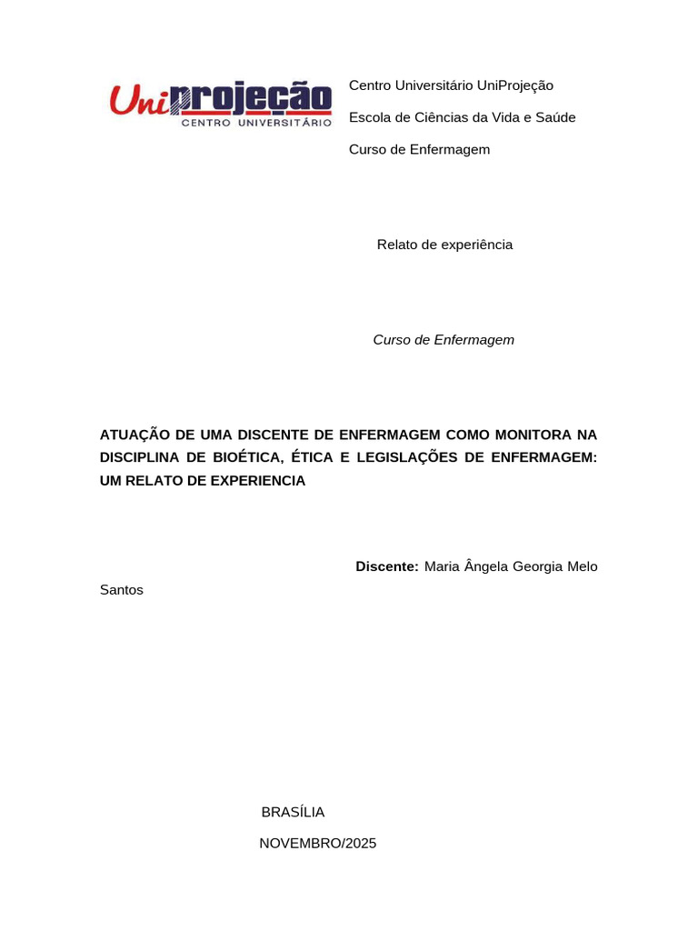Relato de Experiencia Monitoria Pronto | PDF | Enfermagem | Aprendizado