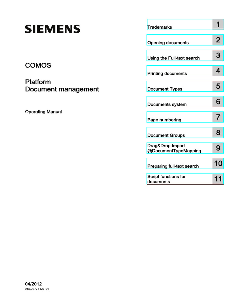 COMOS Document Management Manual | PDF | Metadata | Computing