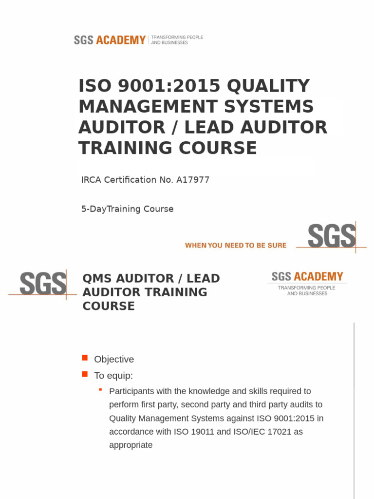 Sgs Lac Course | PDF | Audit | Quality Management System