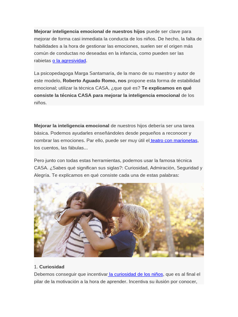 Mejora la inteligencia emocional infantil | PDF | Las emociones ...