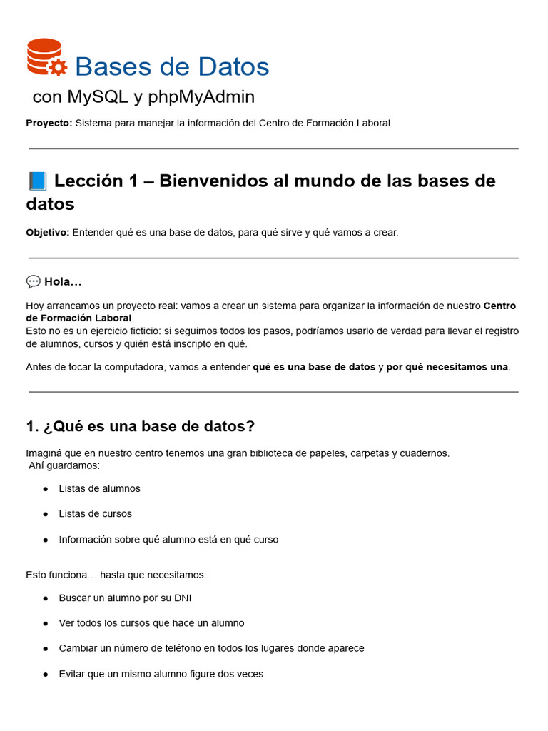 Introducción a MySQL y phpMyAdmin | PDF | SQL | Mi sql