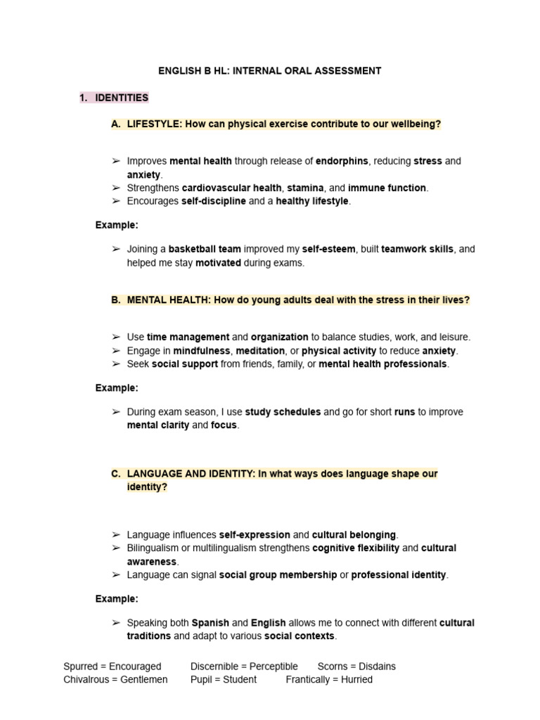 English B HL: Oral Assessment Guide | PDF | Pygmalion (Play)