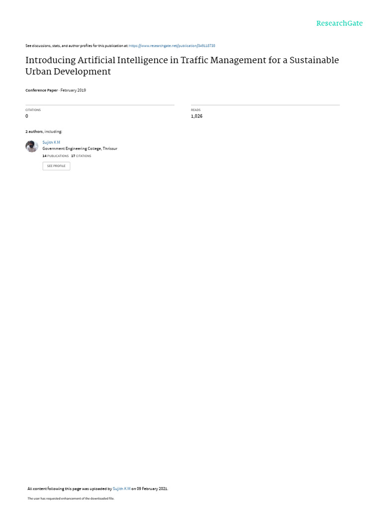 AI in Traffic Management for Sustainable Cities | PDF