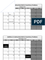 Addition & Subtraction/Odd & Even/Story Problems: August 2012 Mon Tues Wed Thu Fri Sat Sun