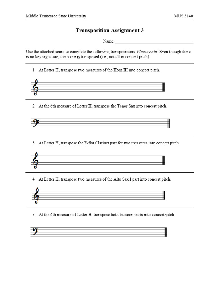 Transposition Assignment 3 | PDF