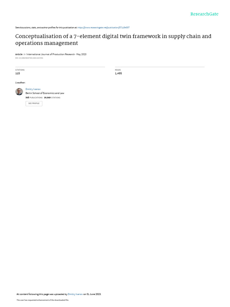 7-Element Digital Twin Framework in SCOM | PDF | Supply Chain ...