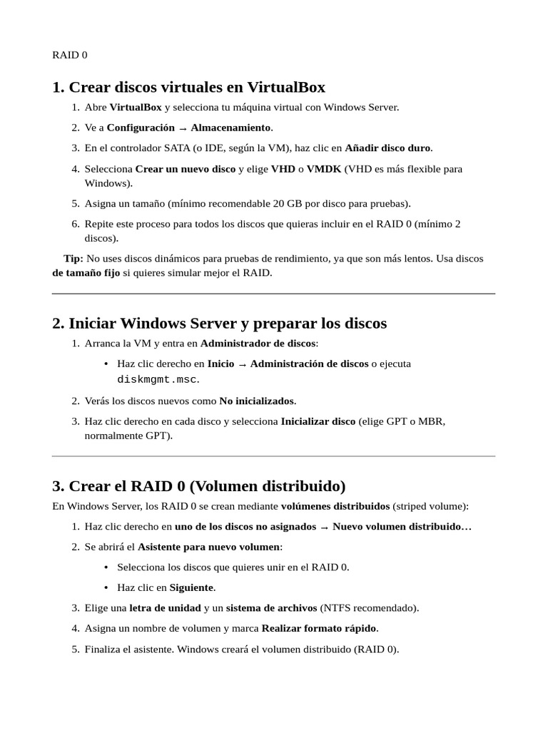 Configuración de RAID en Windows Server | PDF | Archivo de computadora ...