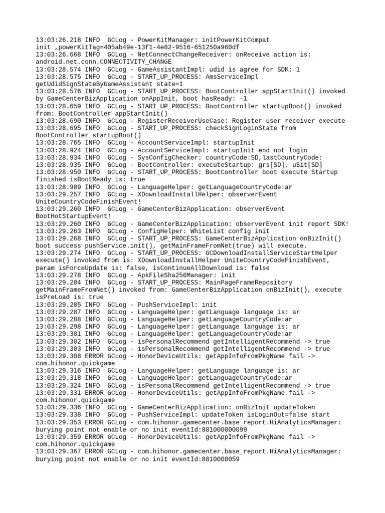 Game Center Initialization Log Analysis | PDF | Computing | Software