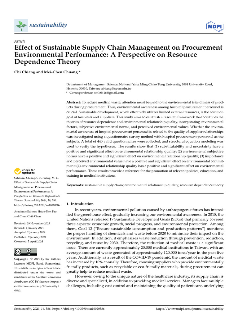 Sustainable Supply Chain Impact on Procurement | PDF | Supply Chain ...