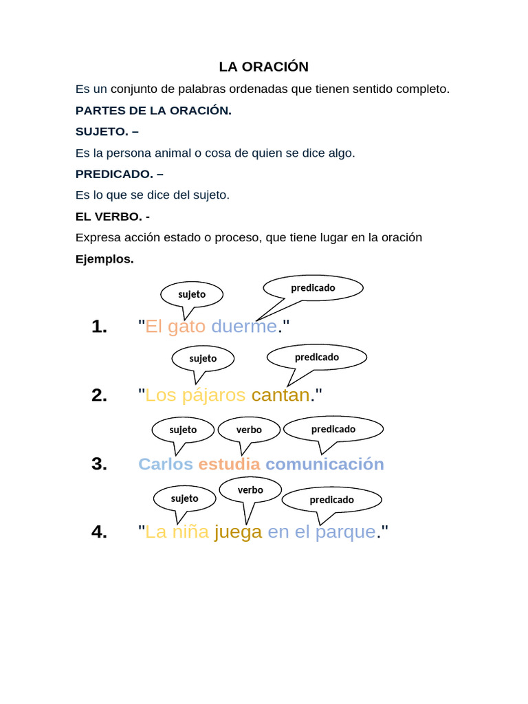 Partes de la Oración: Sujeto y Predicado | PDF