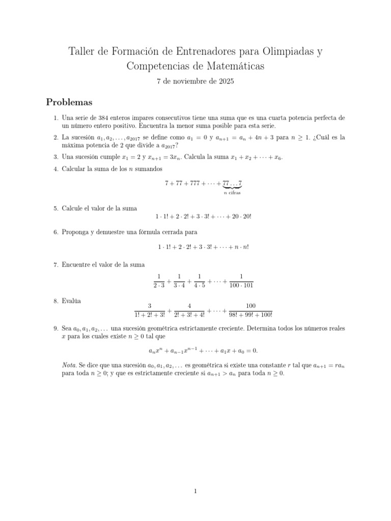 Taller de Matemáticas: Problemas y Soluciones | PDF
