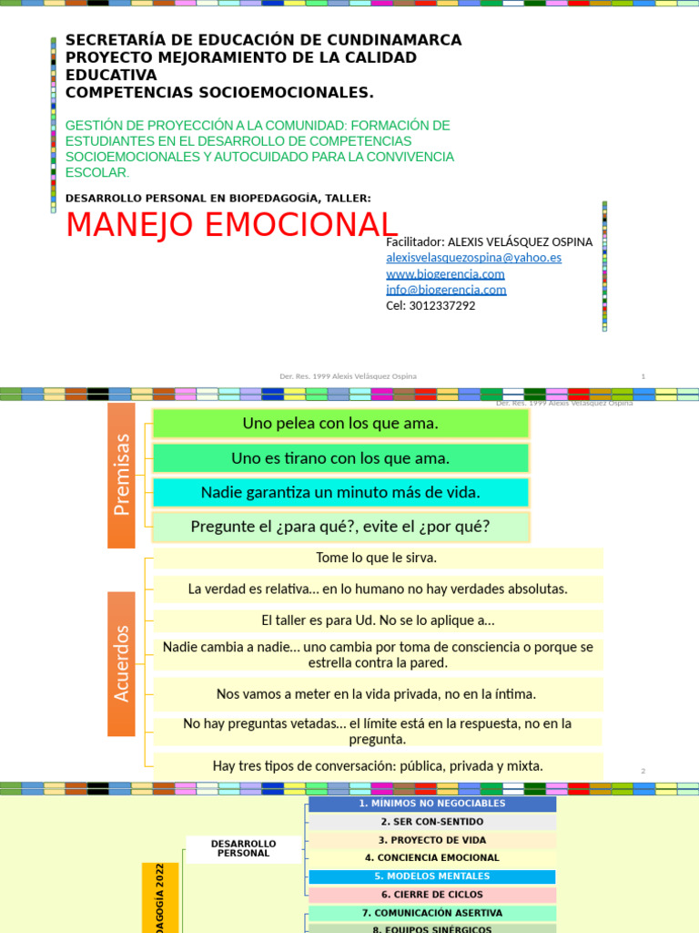 Taller de Manejo Emocional y Convivencia | PDF | Las emociones | Dolor