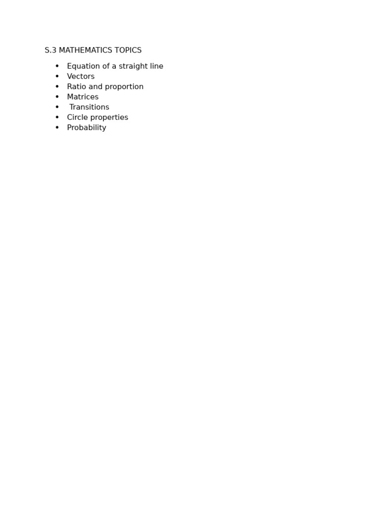S.3 Maths Topics | PDF