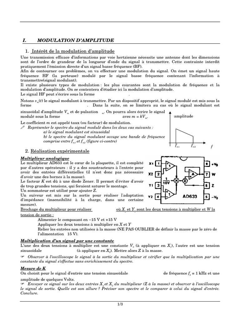 Modulation et Démodulation AM : TP | PDF | Électrotechnique ...