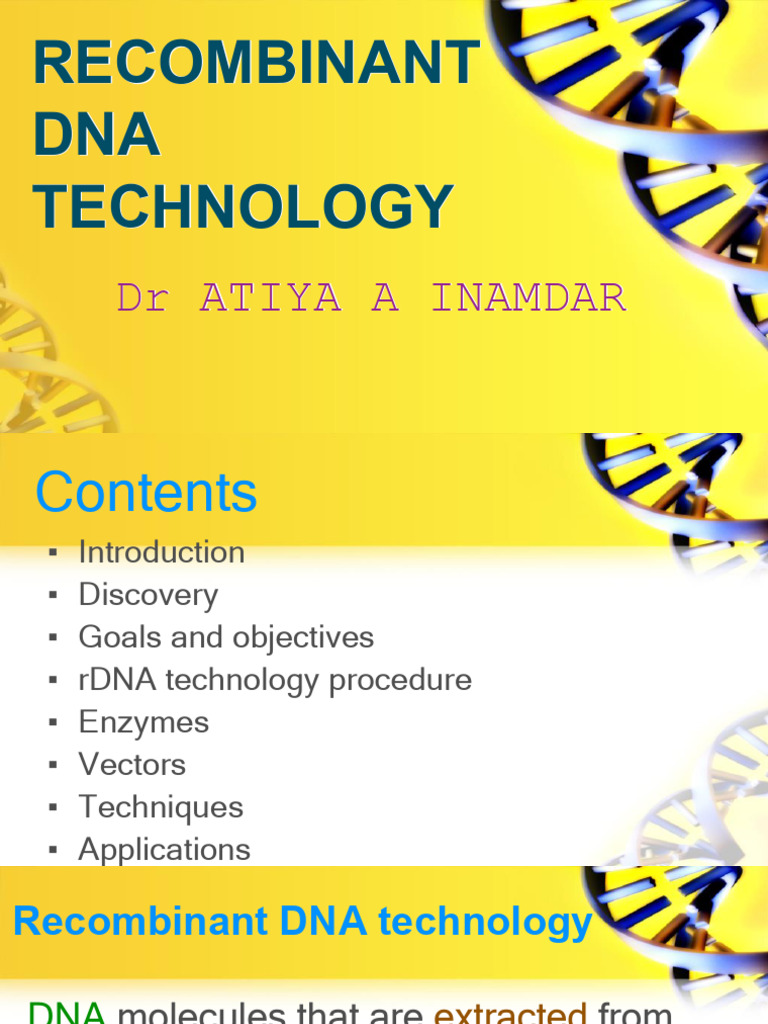 Recombinant DNA Technology (Part1) | PDF | Vector (Molecular Biology ...