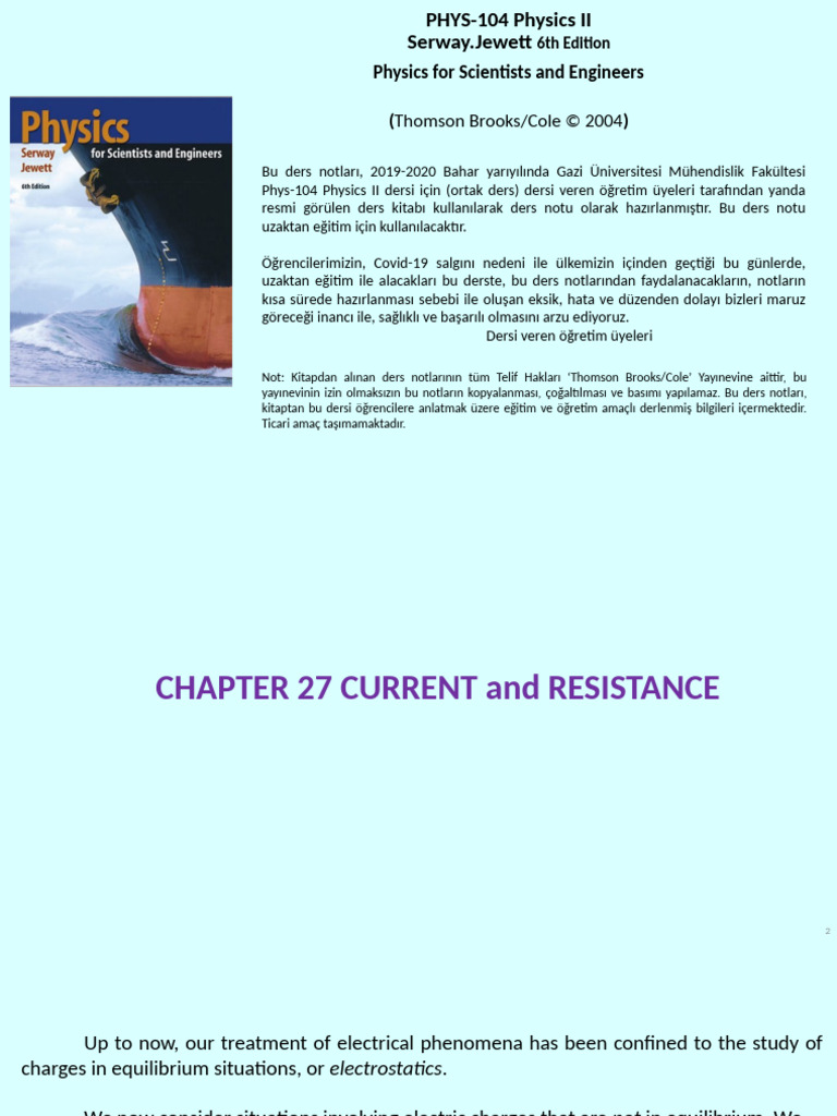Physics II: Current and Resistance Notes | PDF | Electric Current ...