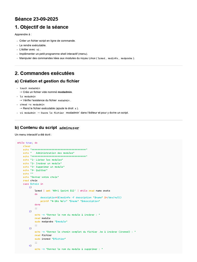 Script interactif pour gestion des modules Linux | PDF | Kernel ...