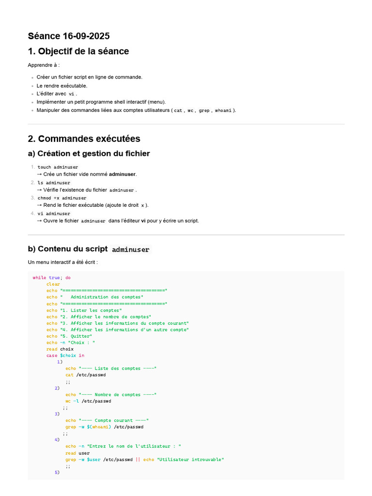 Script Shell pour Gestion des Utilisateurs | PDF | Développement de ...