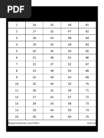 Bingo Callers Sheet Guide | PDF