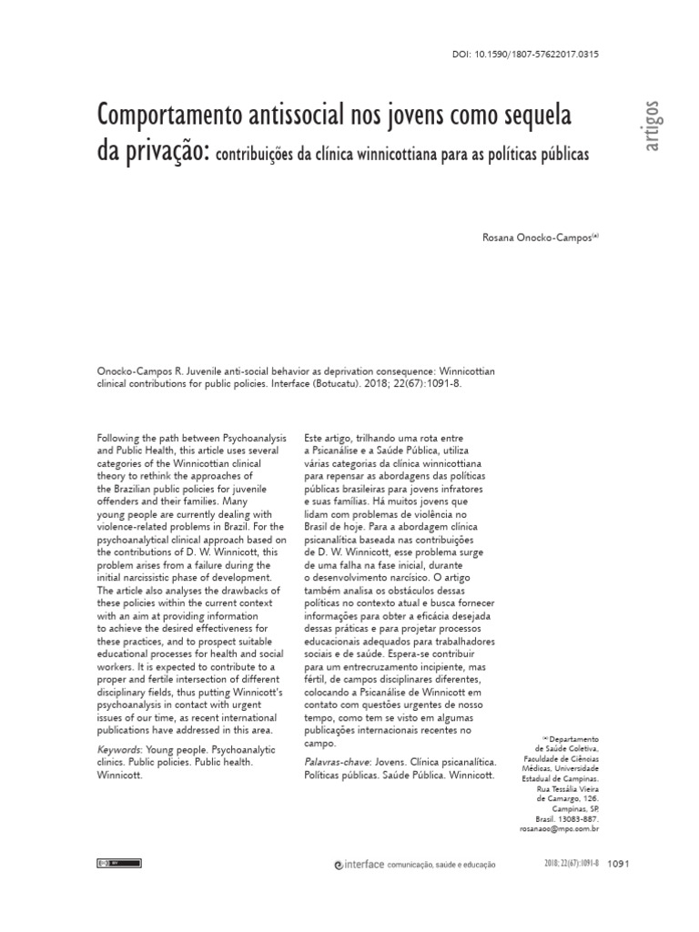 Comportamento Antissocial Nos Jovens Como Sequela | PDF | Agressão ...