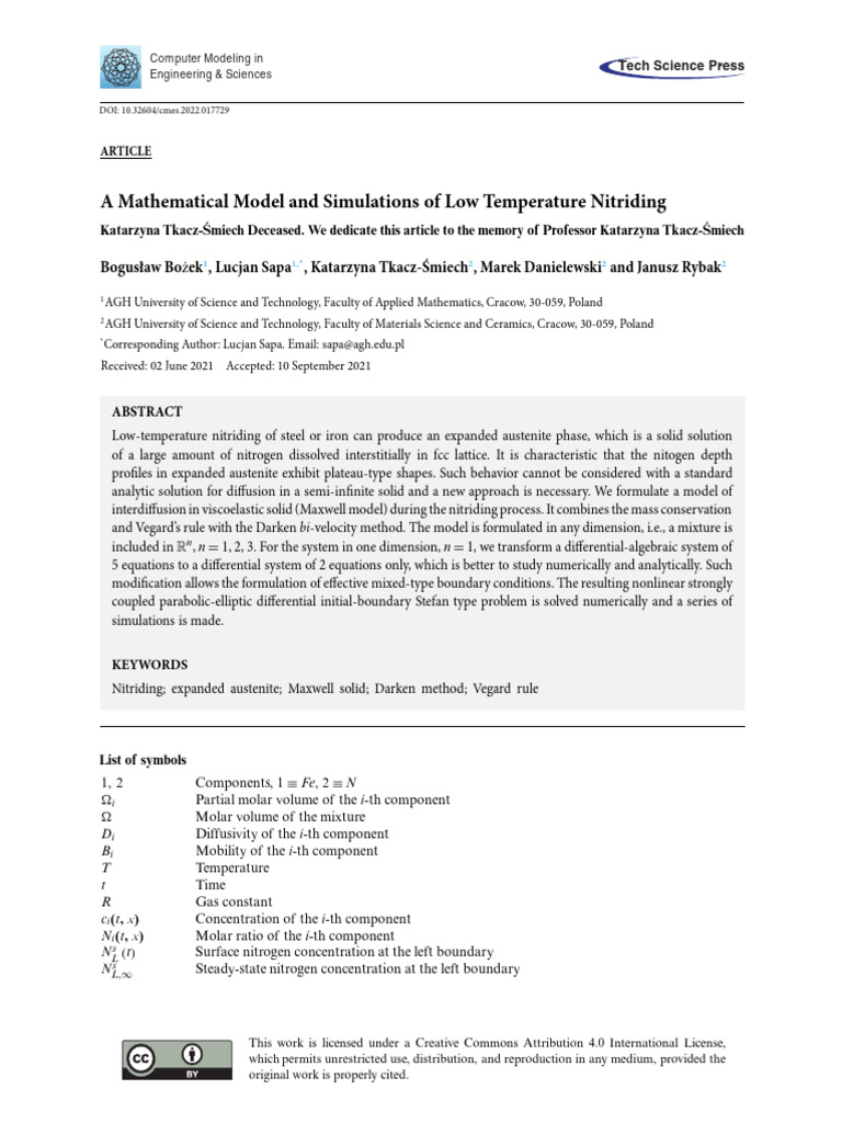 A Mathematical Model and Simulations of Low Temper | PDF | Diffusion ...
