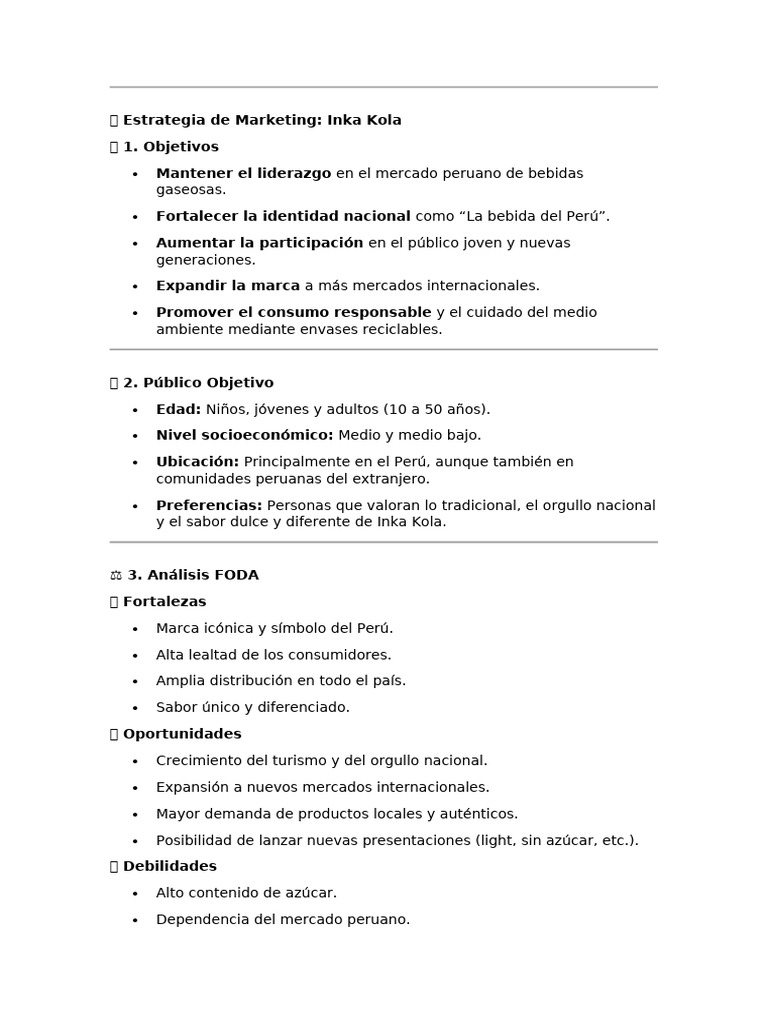 Estrategia de Marketing para Inka Kola | PDF