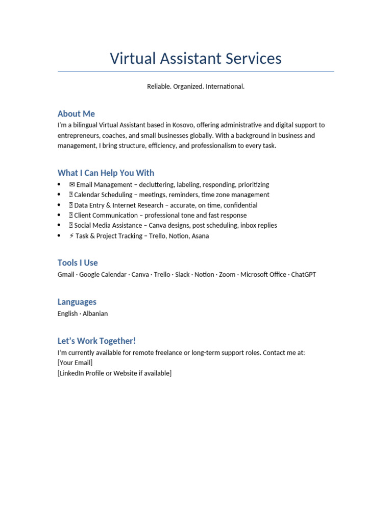 Bilingual Virtual Assistant Services | PDF