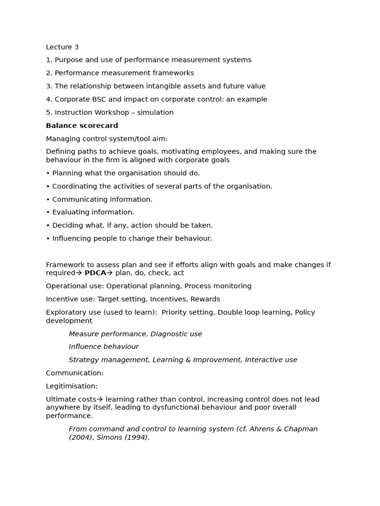 Performance Measurement Systems Overview | PDF | Strategic Management ...