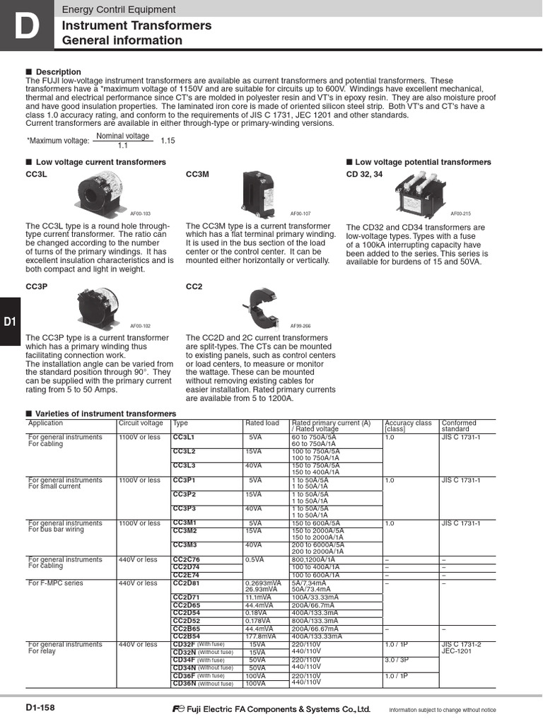 D1 05 Instrument Transformers Yl4qnxr7bg | PDF | Transformer ...