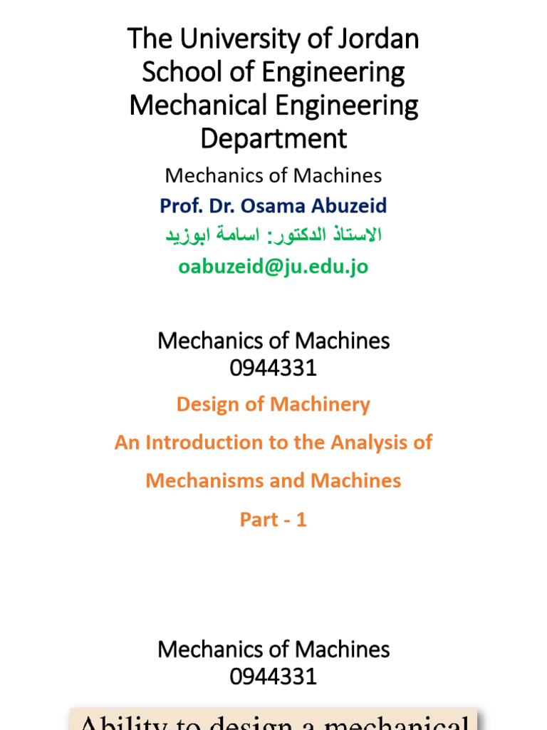 Mechanics of Machines Overview | PDF | Kinematics | Machines