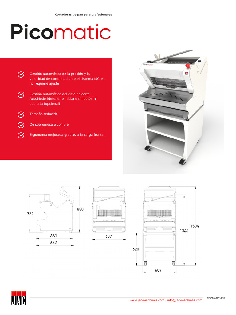 Cortadora Picomatic 450: Eficiencia Profesional | PDF | Panes | Carros ...