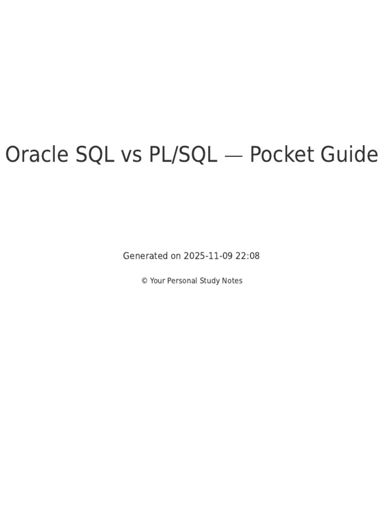 Oracle SQL Vs PLSQL 20p | PDF | Pl/Sql | Computer Programming