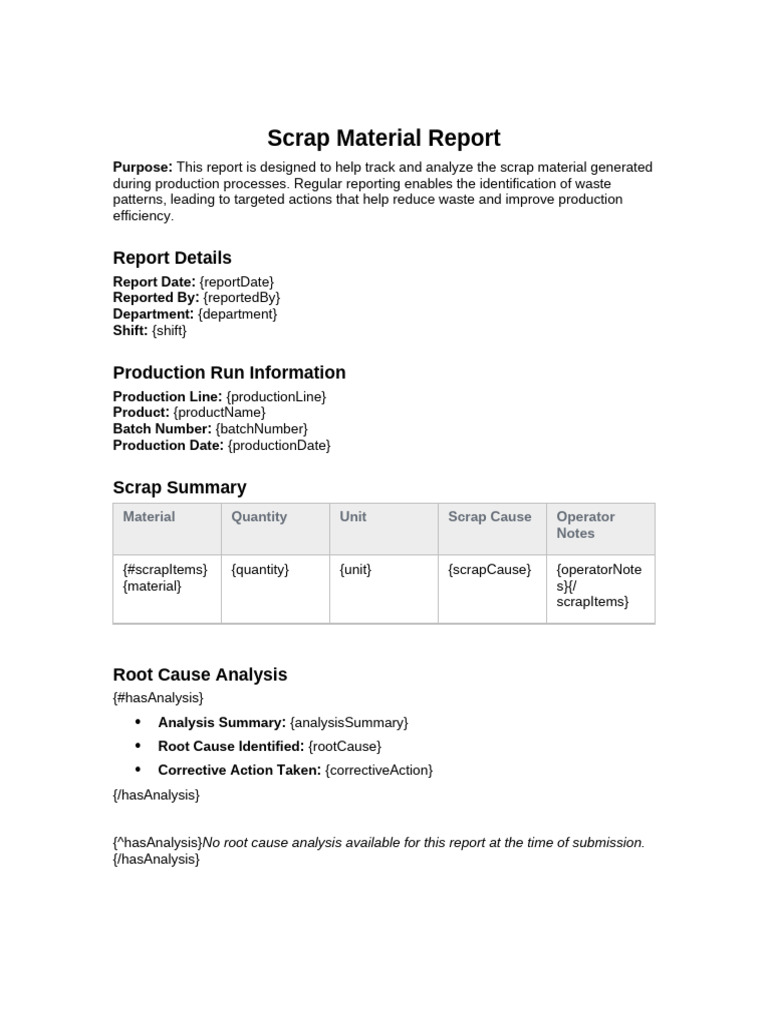 Scrap Material Analysis Report | PDF