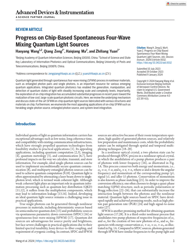 Chip-Based SFWM Quantum Light Sources | PDF | Nonlinear Optics ...