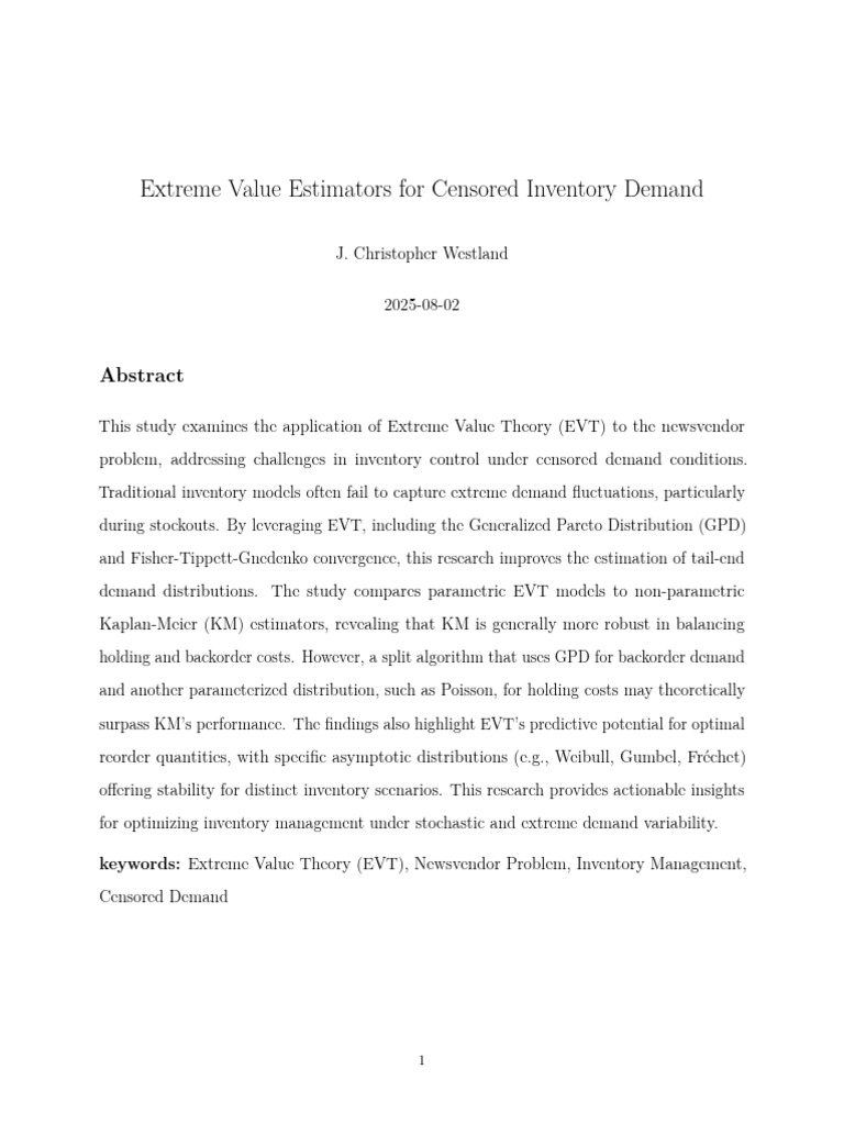 EVT for Censored Inventory Demand Management | PDF | Inventory ...