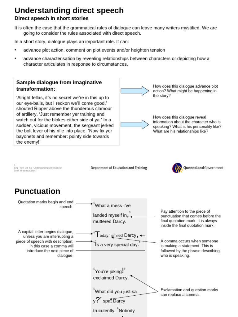 Understanding Direct Speech Rules | PDF | Ellipsis | Linguistic Morphology
