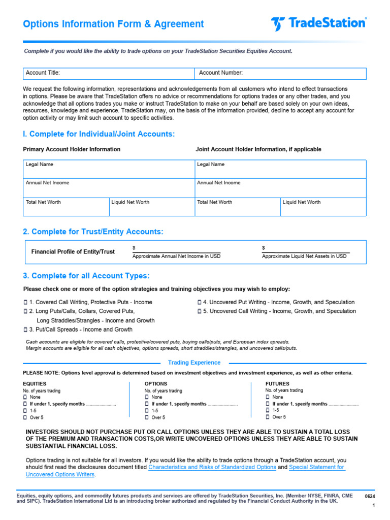 Options Information Form and Agreement | PDF | Option (Finance ...