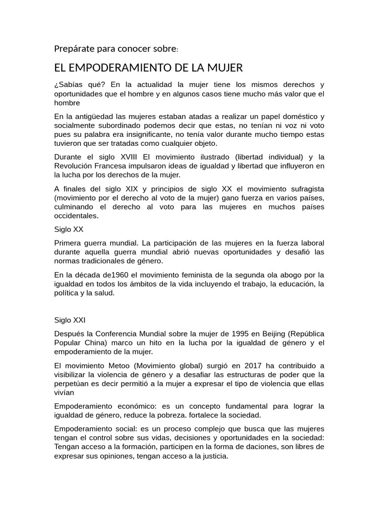 el empoderamiento | PDF | Empoderamiento | Igualdad de género