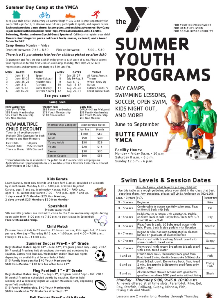 Summer Youth Programs Butte Family Ymca PDF Ymca Sports
