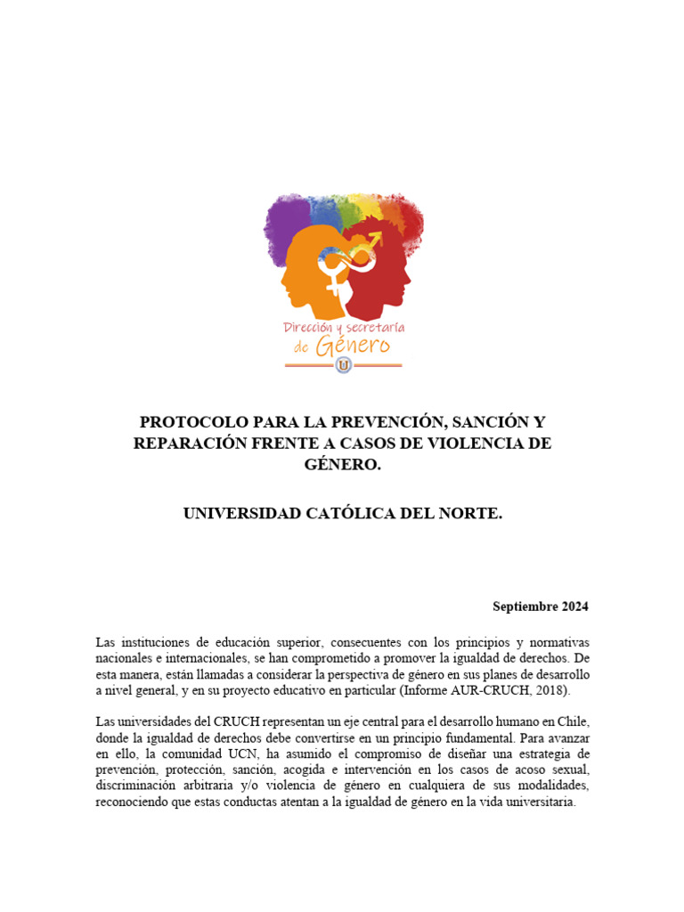 Protocolo UCN contra Violencia de Género | PDF | Acoso sexual | Violencia