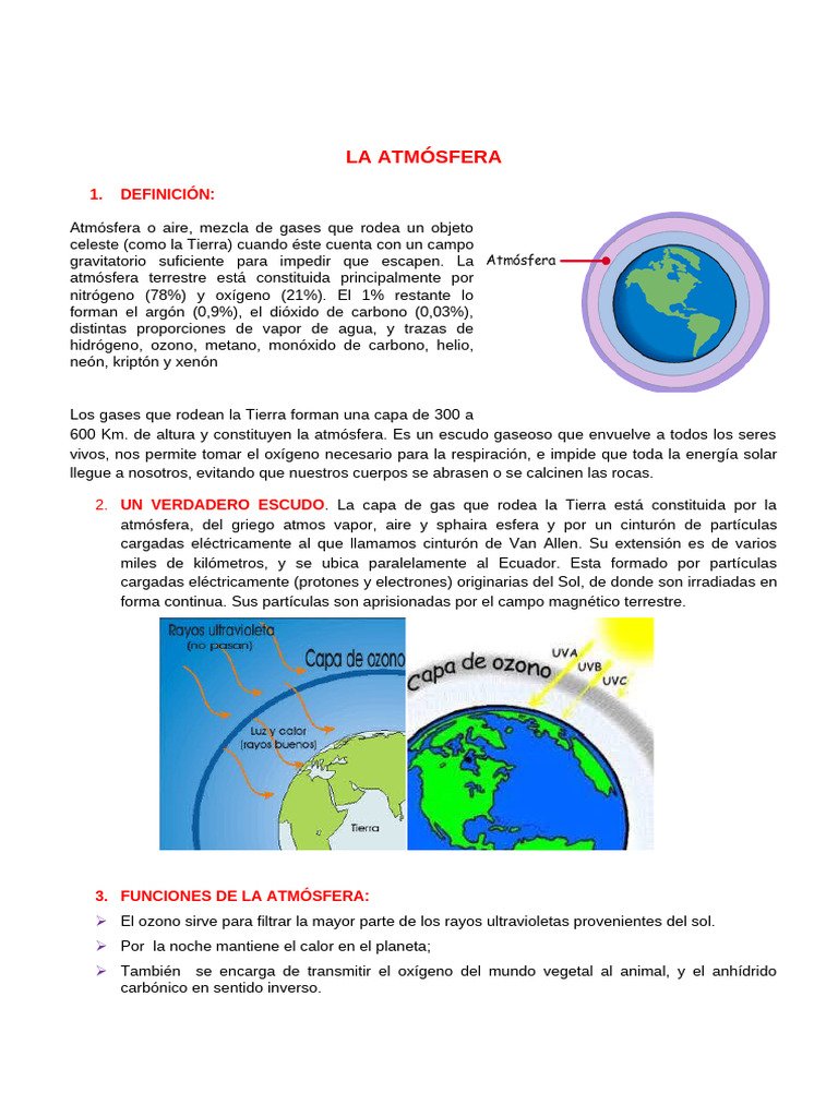 Composición y Funciones de la Atmósfera | PDF | Atmósfera de tierra ...