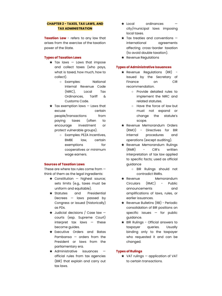 Overview of Tax Laws and Administration | PDF | Taxes | Taxation In The ...