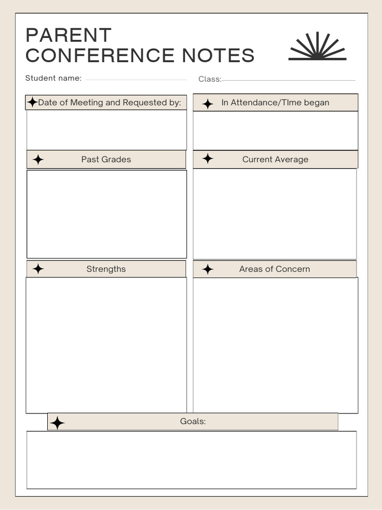 Parent Conference Notes Template | PDF