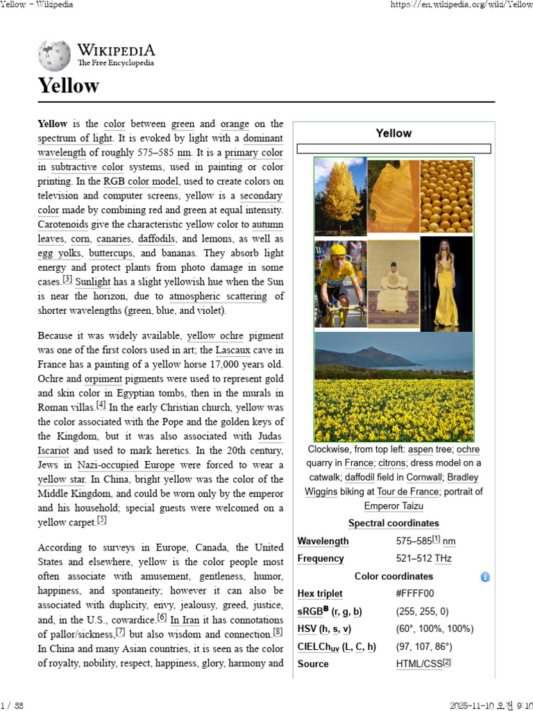 Composition and Significance of Yellow | PDF | Yellow | Color
